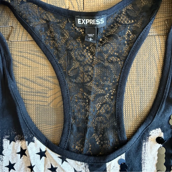 Like New! | Express | USA Sequin & Lace Tank Top | Size S - Picture 4 of 9